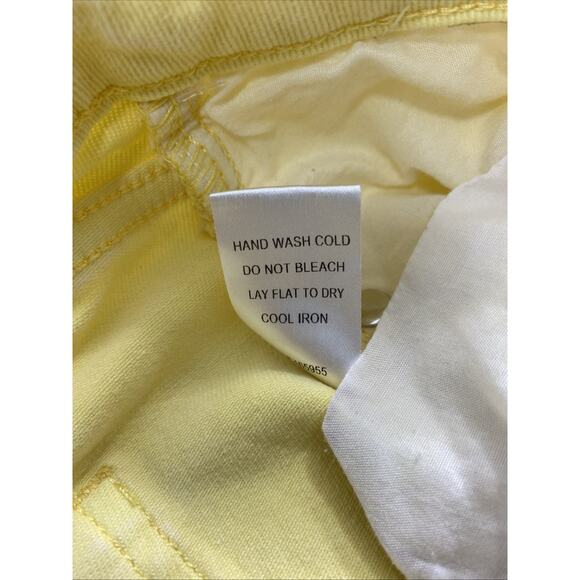 Anniewear Jeans Womens Large Faded Butter Yellow Denim Straight Stretch Hi Rise - Picture 5 of 10